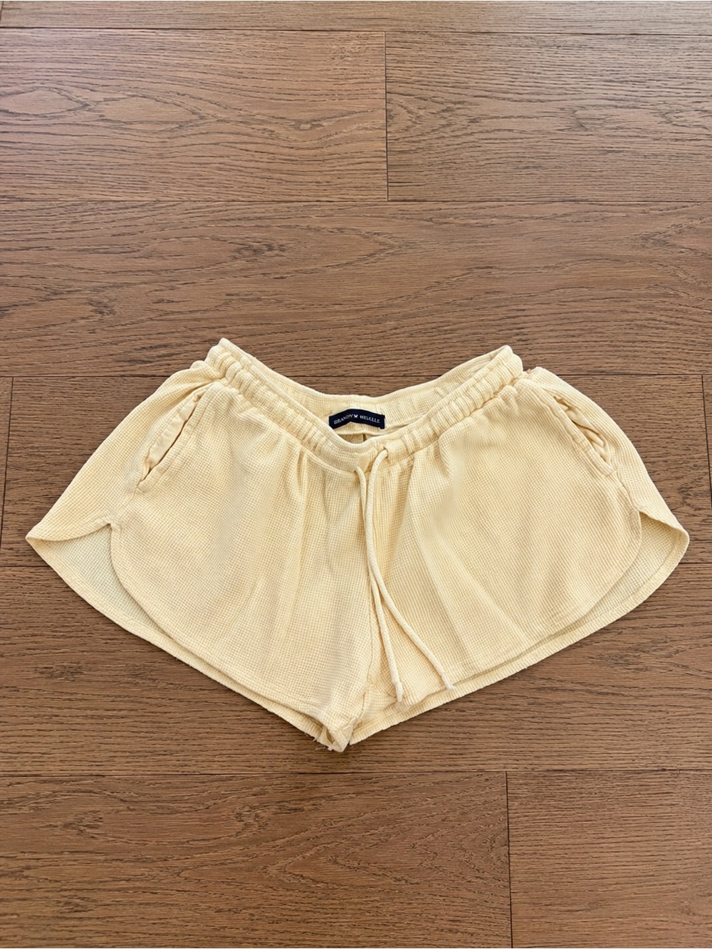 Brandy Melville Pale Yellow Waffle Knit Athletic Shorts